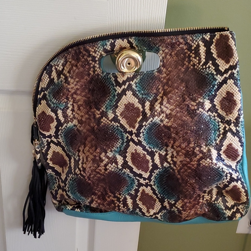 Vince Camuto large snakeskin clutch